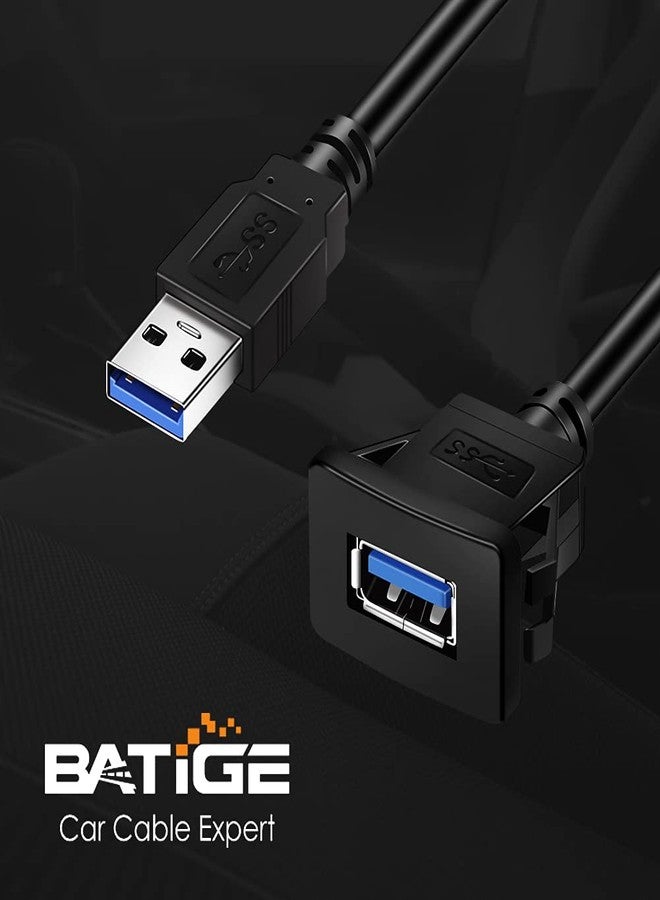 BATIGE 5 Pack Square Single Port USB 3.0 Car Mount Flush Cable USB 3.0 Panel Flush Mount Extension Cable Waterproof for Car Truck Boat Motorcycle Dashboard 3ft - Image 5