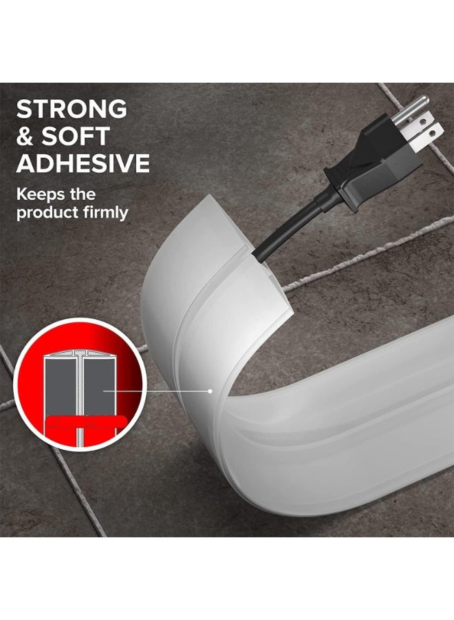 Floor Cord Cover,  Over Floor Cord Protector Self Adhesive Power Cable Protector Wire Cover for Walls, Silicone Cord Protector Ideal Extension Cord Cover to Protect Wires On Floor  - Image 2