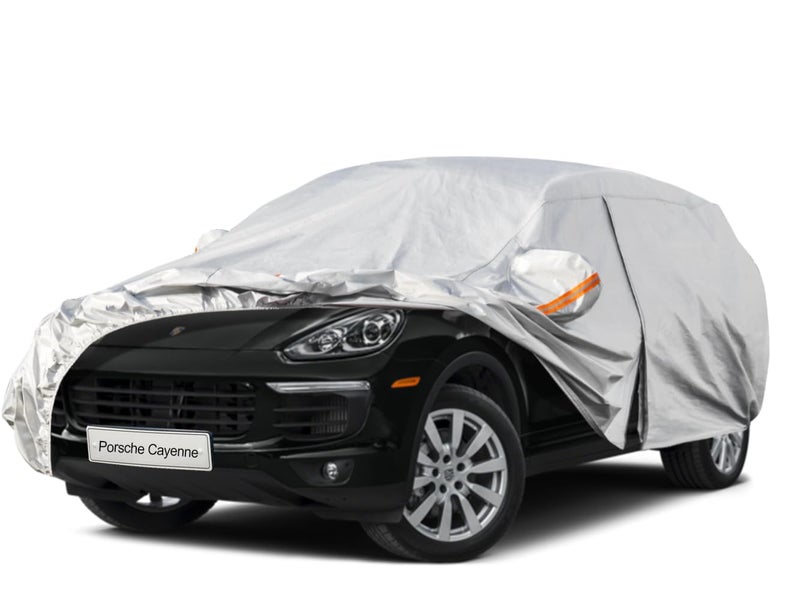 Kayme 6 Layers SUV Car Cover Custom Fit for Porsche Cayenne 20022025 Waterproof All Weather for Automobiles Outdoor Full Cover Rain Sun UV ProtectionSilver