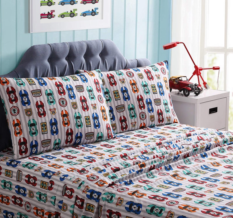 Kute Kids Kute Kids Super Soft Sheet Set  Big Race  Brushed Microfiber for Extra Comfort Twin 