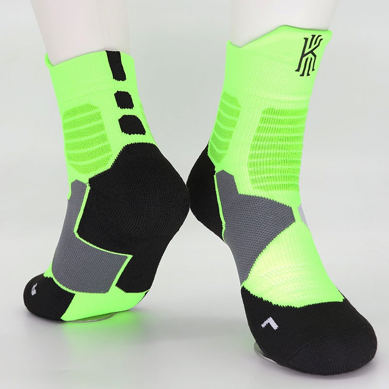 Kids High-Top Basketball Socks Elite Cotton Owen Fluorescent Green 