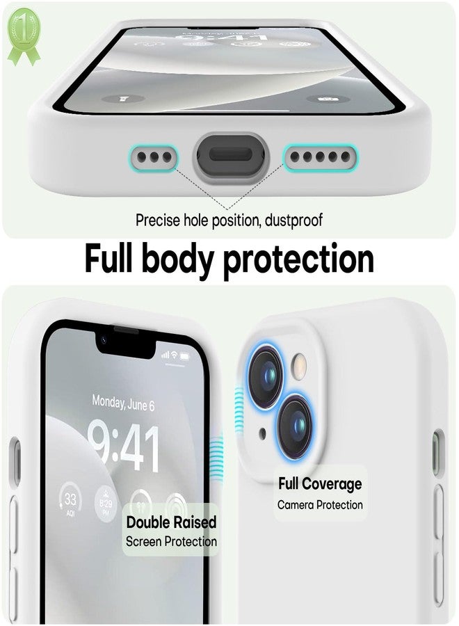 LOVE 3000 جراب LOVE 3000 مصمم خصيصًا لهاتف iPhone 14، مصنوع من السيليكون الفاخر مع بطانة داخلية ناعمة من الألياف الدقيقة المقاومة للخدش، جراب حماية مقاوم للصدمات مناسب للرجال والنساء والفتيات، مقاس 6.1 بوصة، لون أبيض - Image 3