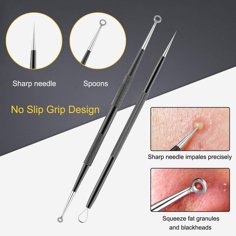Boxoyx Pimple Popper Tool Kit - Boxoyx 10 Pcs Blackhead Remover Comedone Extractor Kit with Box for Quick and Easy Removal of Pimples, Blackheads, Zit Removing, Forehead,Facial and Nose (Black) - Image 5