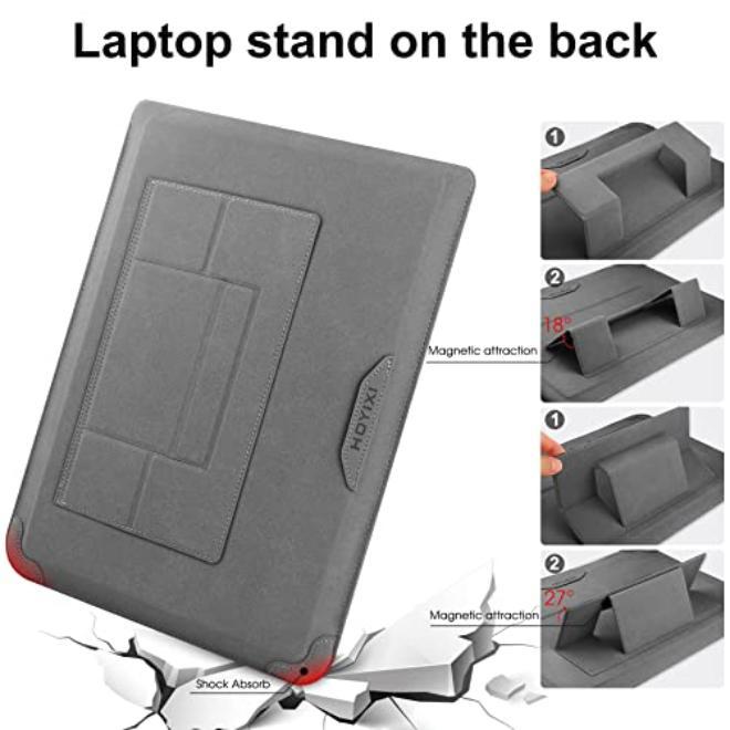 YelaJoy 15 16 Inch Laptop Sleeve Case Leather Bag for MacBook Pro 16 2021 & 2019/ASUS Vivobook 15/Huawei MateBook D15/HP 15.6" PC/MacBook Pro 15/Surface Laptop 3/Dell Inspiron 15/IdeaPad, Gray - Image 3