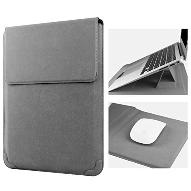YelaJoy 15 16 Inch Laptop Sleeve Case Leather Bag for MacBook Pro 16 2021 & 2019/ASUS Vivobook 15/Huawei MateBook D15/HP 15.6" PC/MacBook Pro 15/Surface Laptop 3/Dell Inspiron 15/IdeaPad, Gray - Image 1
