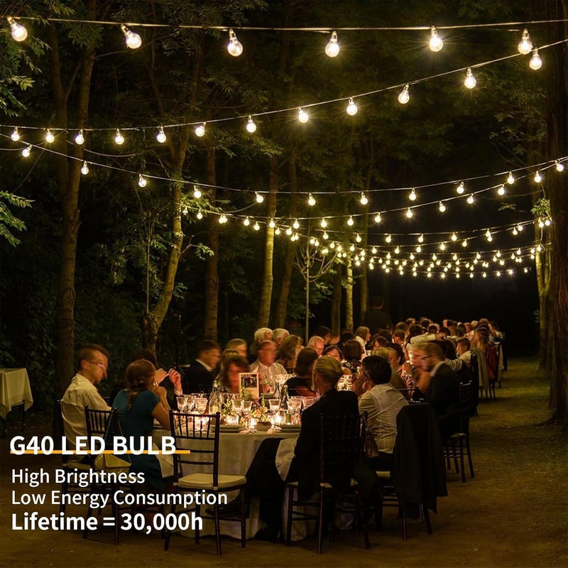 LITVERSE String Lights for Outside 25 FT Outdoor Lights for Patio with 25 1 Shatterproof LED Edison Bulbs G40 Waterproof Connectable Hanging Lights for Backyard Bistro Party Balcony - Image 3