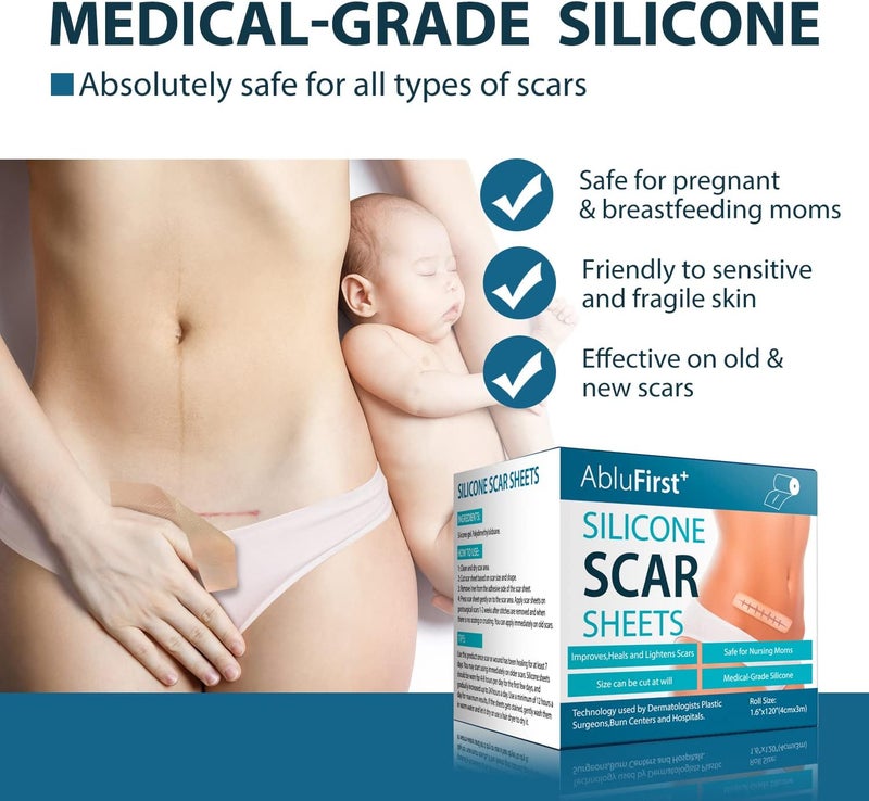 AbluFirst Silicone Scar Tape16  120 Roll3M Medical Silicone Scar Sheets Strips Scars Away Effective Professional Scar Removal Sheets for Keloids Tummy Tuck CSection Acne Burn et - Image 3