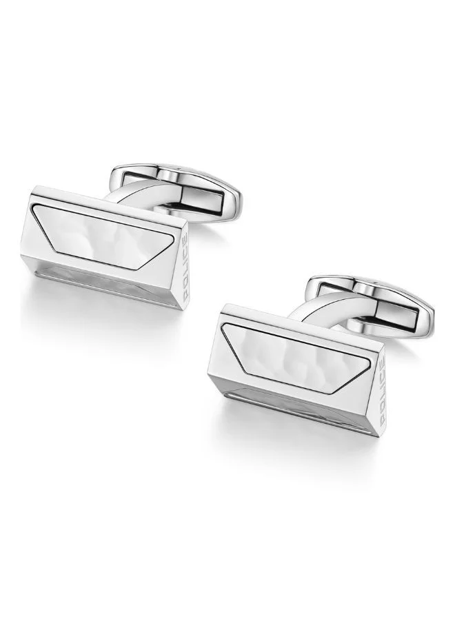 POLICE Geometric Metal Cufflinks For Men Silver Color