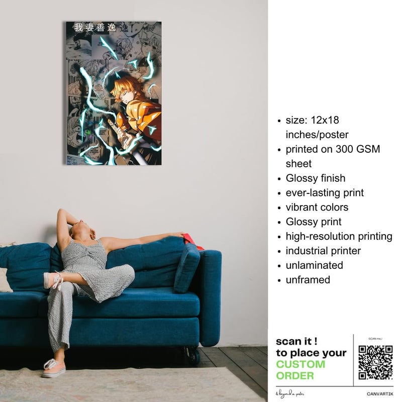 Anime posters | set of 6 poster, (12x18) inches poster size, for home and room decoration, perfect for_DEMON_SLAYER_ fans, wall art for ANIME enthusiasts  - Image 5