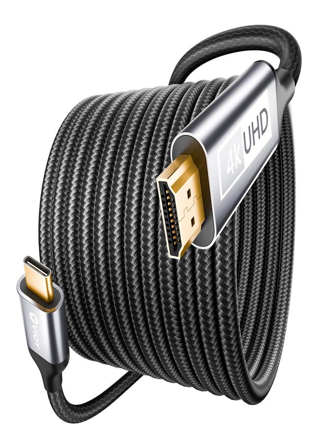VIOY USB C to HDMI Cable 1M, 4K@30HZ Type c to HDMI Braided Cord(Thunderbolt 3/4) Compatible for Macbook Pro/Air, Iphone 16/15 Pro/Max, iPad, Dell XPS Series, Galaxy, Projector, Monitor, TV - Image 1