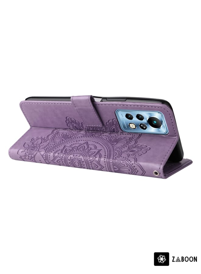 Zaboon Protective Case Cover For Infinix Note 11 Pro/Note 11s 7-petal Flowers Embossing Pattern Horizontal Flip Leather Case - Image 5