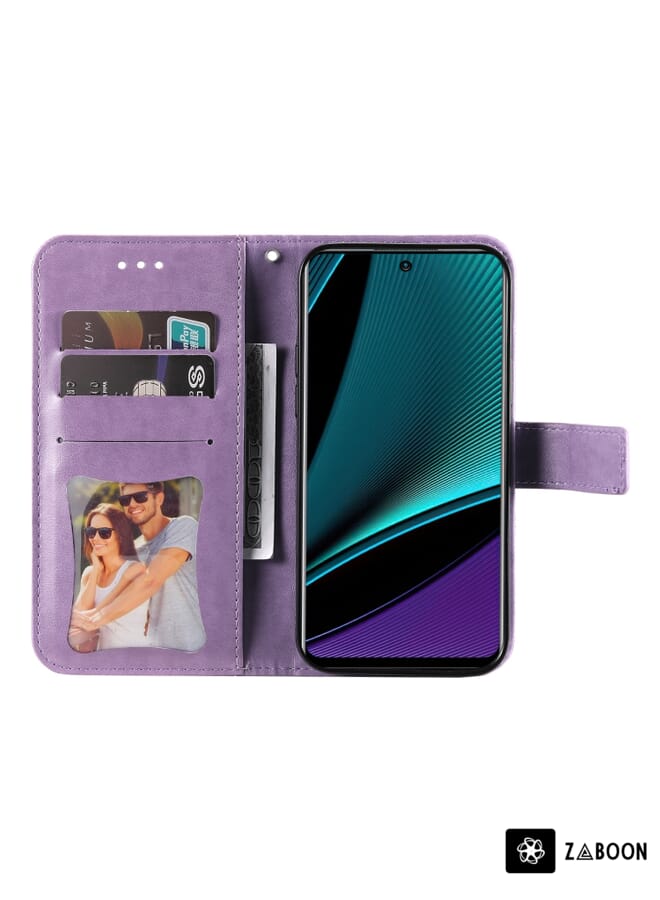 Zaboon Protective Case Cover For Infinix Note 11 Pro/Note 11s 7-petal Flowers Embossing Pattern Horizontal Flip Leather Case - Image 4