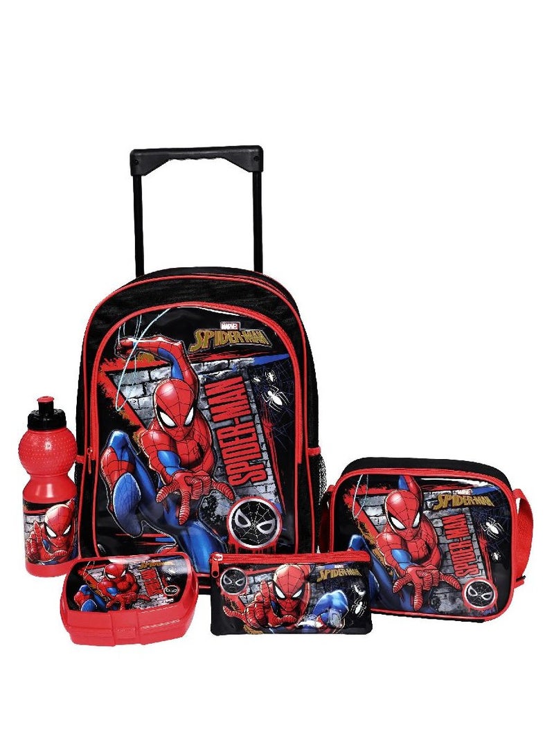 مارفل مجموعة حقيبة عربة سبايدر مان 5 في 1 مع ملحق