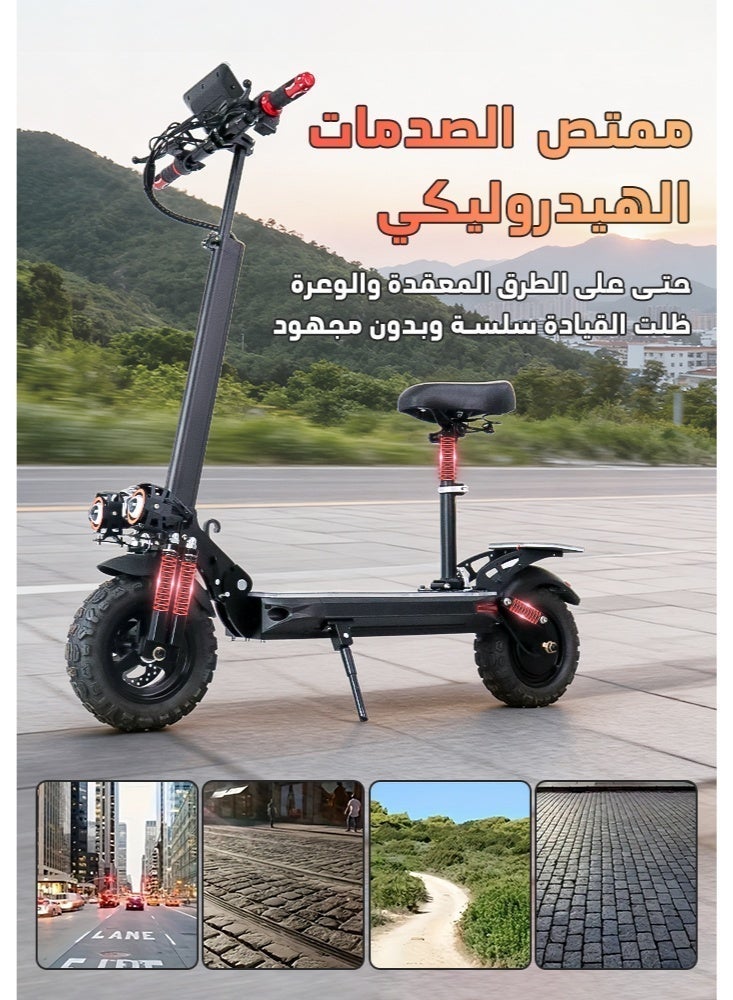Smarda Electric Scooter for Adults And Teenager, Electric Scooter with Seat,Portable Commuter Electric Scooter,48V 2000W Brushless Motor, With Front And Rear Shock Absorption System, NFC Display,Max Speed 65km/h,Cruising Range Of Approximately 50 KM, 11"Off-Road Tires Load Capacity UP To 180 KG - Image 2