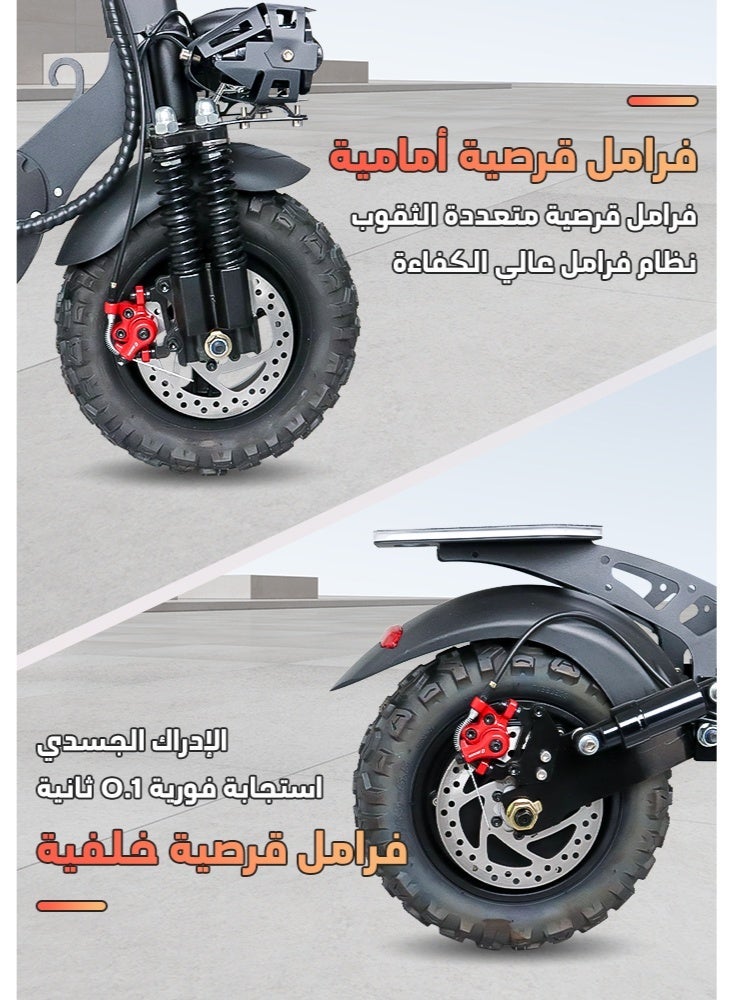 Smarda Electric Scooter for Adults And Teenager, Electric Scooter with Seat,Portable Commuter Electric Scooter,48V 2000W Brushless Motor, With Front And Rear Shock Absorption System, NFC Display,Max Speed 65km/h,Cruising Range Of Approximately 50 KM, 11"Off-Road Tires Load Capacity UP To 180 KG - Image 4
