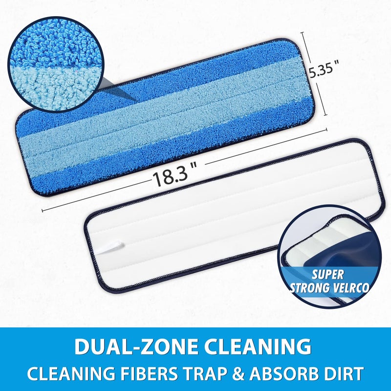 MR. SCRUB 3 Pack Microfiber Cleaning Pads For Bona Mop  Safe For Hardwood And Hard-Surface Floors  Reusable Microfiber Mop Pads For 18 Inch Mop  No Residue  Super-Absorbent  Over 500 Machine Washes  Mr. Scrub - Image 3