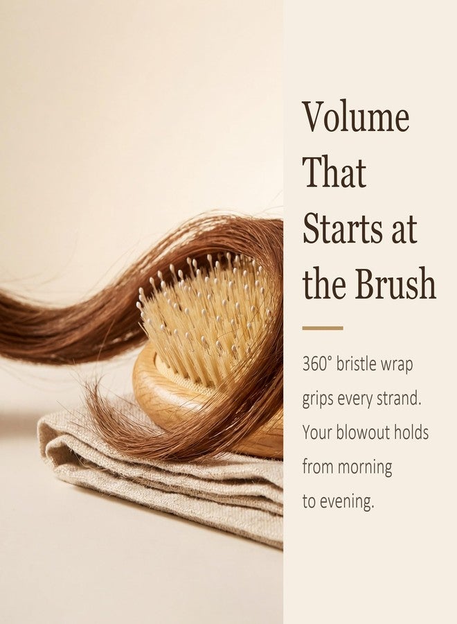 TRENFI Boar and Nylon Bristle Oval Hair Brush Red Oak - Image 3