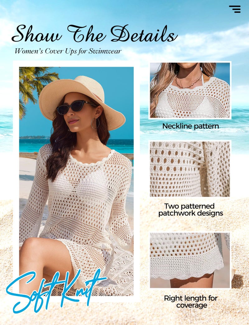 Buauty Womens Swimsuit Coverup Crochet Swim Cover Ups Bikini Bathing Suits Swimwear 2026 Summer Beach Dress Vacation Outfits - Image 4