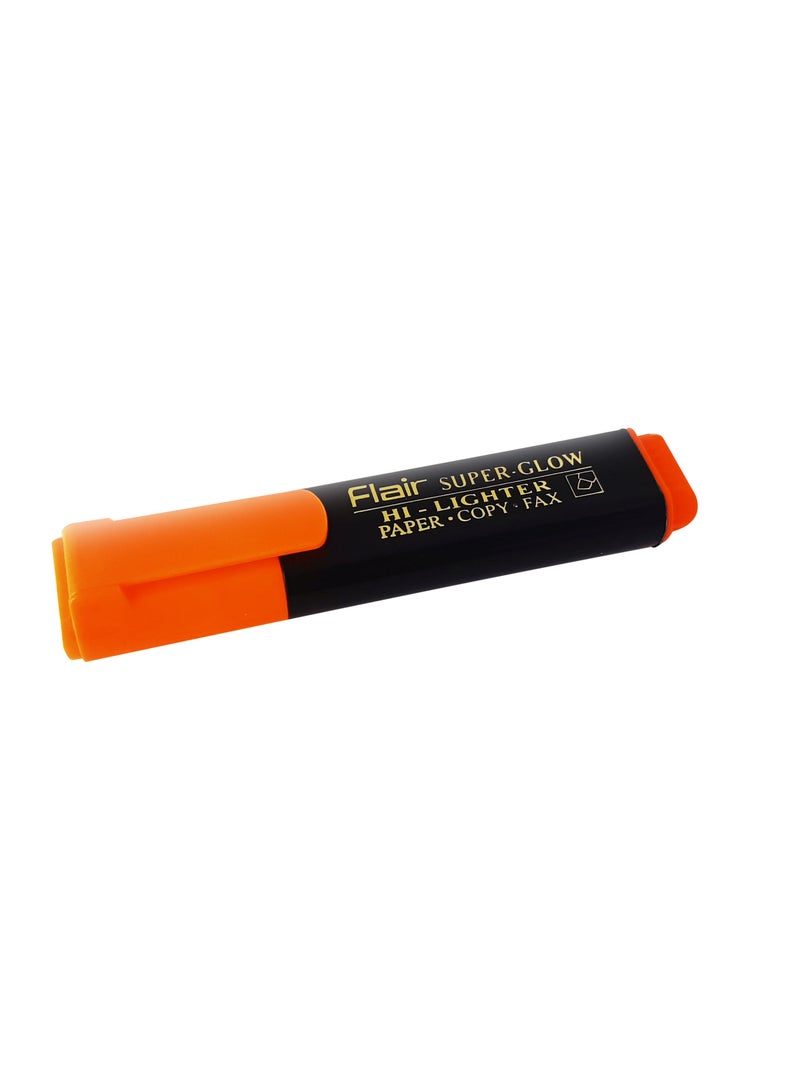 Flair Super Glow Chisel Tip Text Hi-lighters set of 10 , Orange  - Image 1
