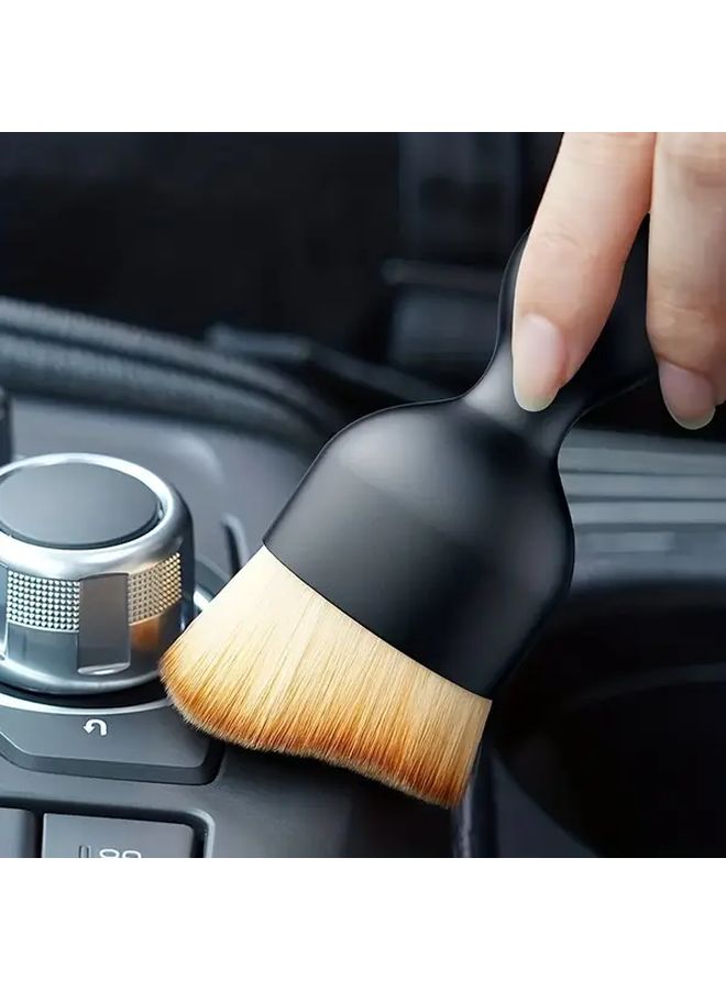 2Pcs Black Car Interior Cleaning Brush With Storage Box For Vents Dashboard Gaps - Image 1