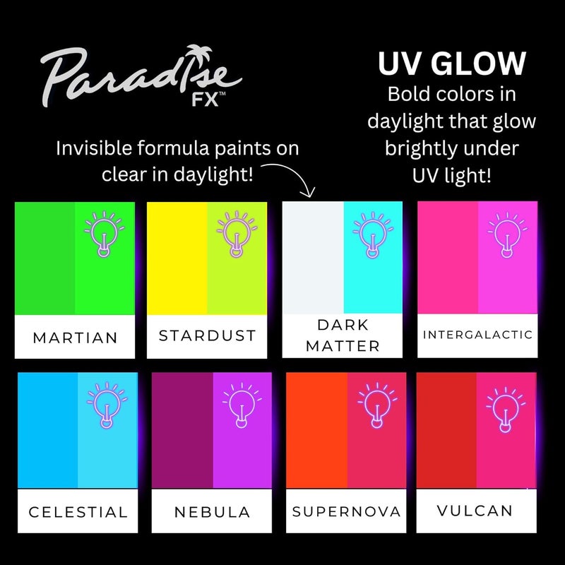 Mehron Makeup Paradise AQ Neon UV Glow 8 Color Palette - Image 5