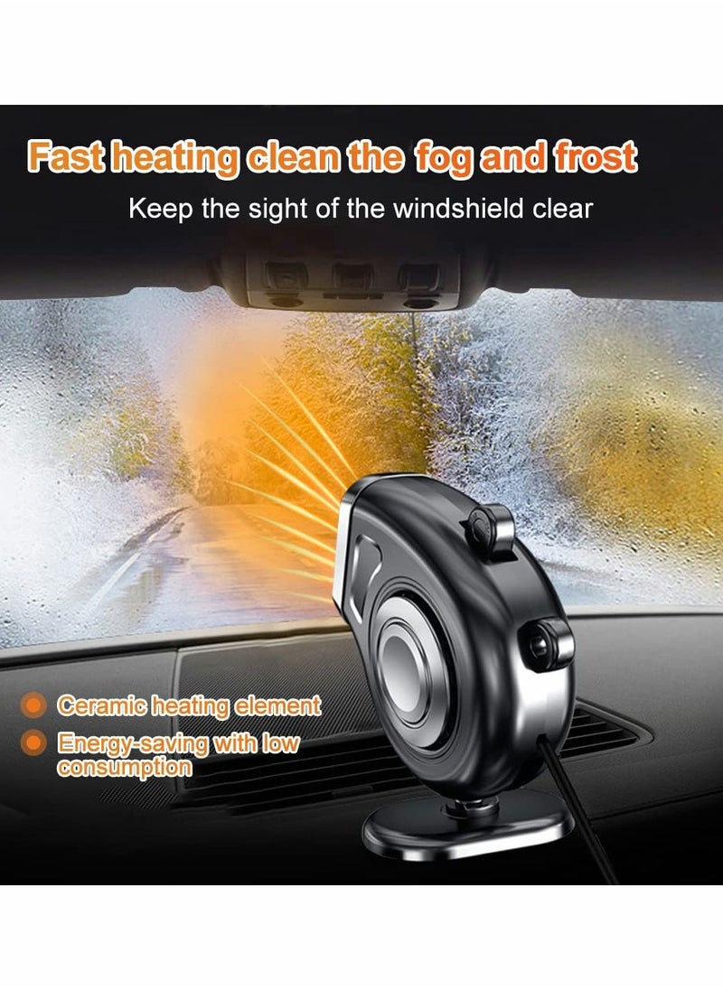 Portable Mini Car Heater Fan for Quick Defrosting & Heating - Compact Black Design