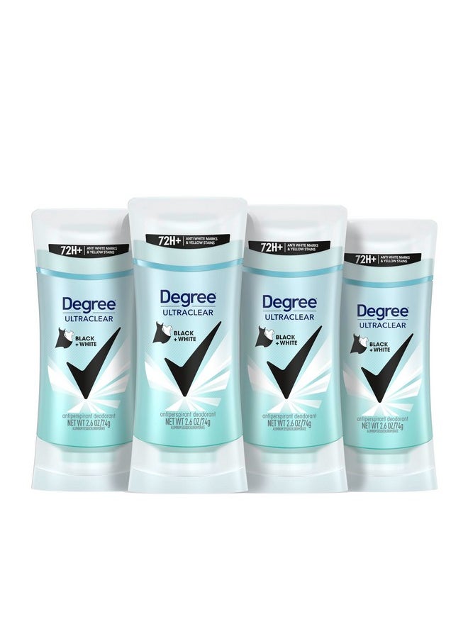 ديجري مرطب مضاد للتعرق للنساء من Degree Black+White، 4 قطع، 2.6 أونصة - يحمي من بقع مزيل العرق، رائحة منعشة، حماية مستمرة لمدة 48 ساعة  - Image 1