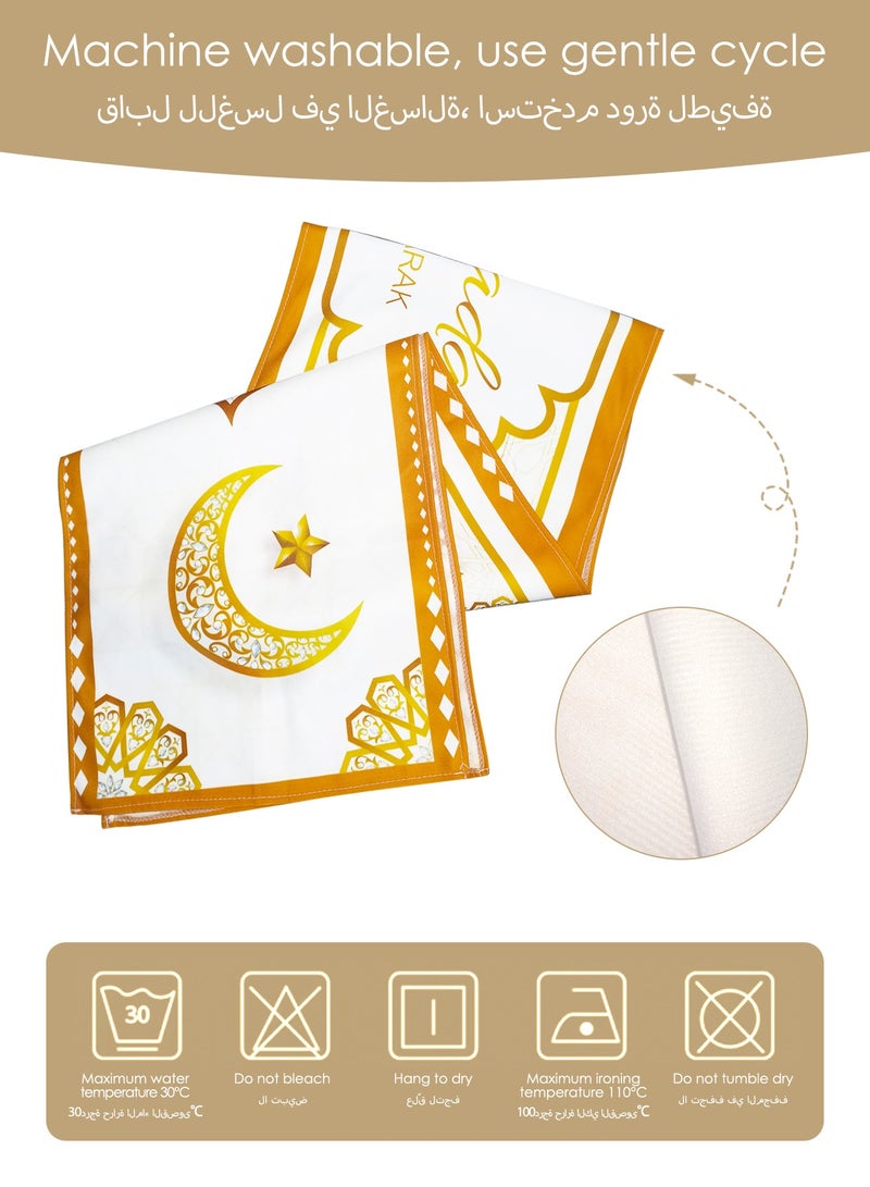 Sunnaltree 5PCS Table Runner Set,Kitchen Table Decoration,Holiday Kitchen Dining Table Runners Set for Home Party Decor, Ramadan and Eid Ramadan Party Decorations,1PC Table Runner, 2PC Pillow Cover (White) - Image 5