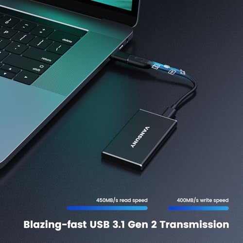 Vansuny 500GB Portable External SSD, USB 3.1 Gen2 450MB/s High-Speed Data Transfer, Metal USB C Mini Portable External Solid State Drive for PC, Laptop, Phones and More - Image 2