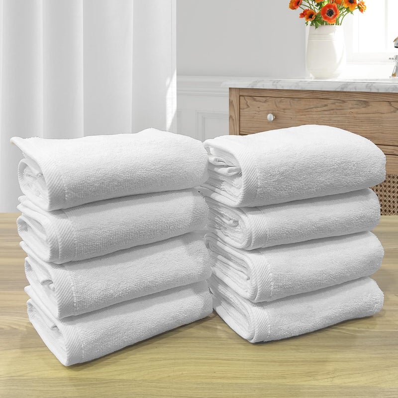 LABHAM Hotel Premium 700GSM Pure Cotton Super Soft Anti Microbial Hand Towel 40cm x 60cm Pack of 8 White