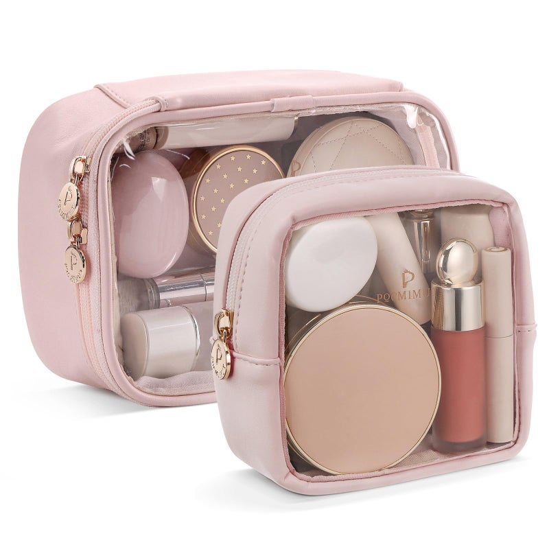 Pocmimut Mini Makeup Bag with Small Cosmetic Bag Travel Essentials OrganizersTSA Approved Toiletry Bag Makeup Pouch Clear Cosmetic Bags for WomenPink - Image 2