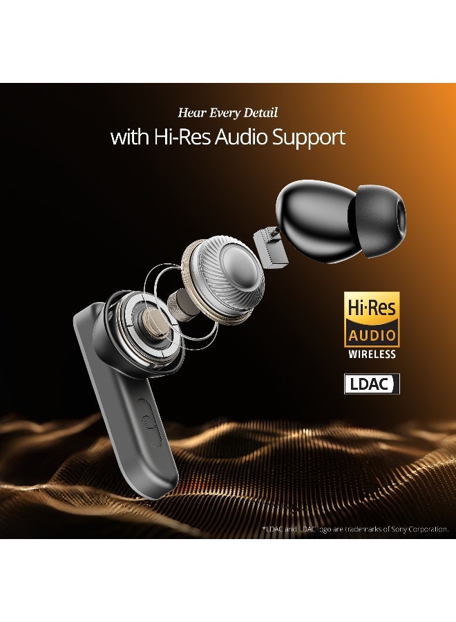 boAt Airdopes 800 HiDef TWS in Ear Earbuds w/ Hi-Res Audio LDAC, 4Mic ENx, ASAP Charge, IPX5, Low Latency, Dual Pairing, BTv5.3 Graphite Grey - Image 5