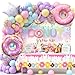 Winrayk 131Pcs Donut Birthday Party Decorations Supplies for Girls Donut Balloon Garland Arch Kit Grow Up Backdrop Tablecloth Star Sprinkle Foil Balloons Kids Baby Shower Sweet One Party Decorations - Image 2