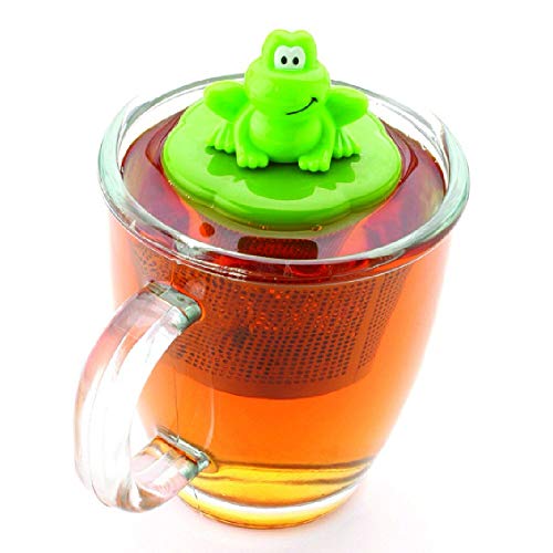 Joie Ribbit Floating Tea Cup Infuser Steep and Strain Loose Leaf Tea Securely Floats on Water in Mug Cute Frog Design Stainless Steel BPAFree