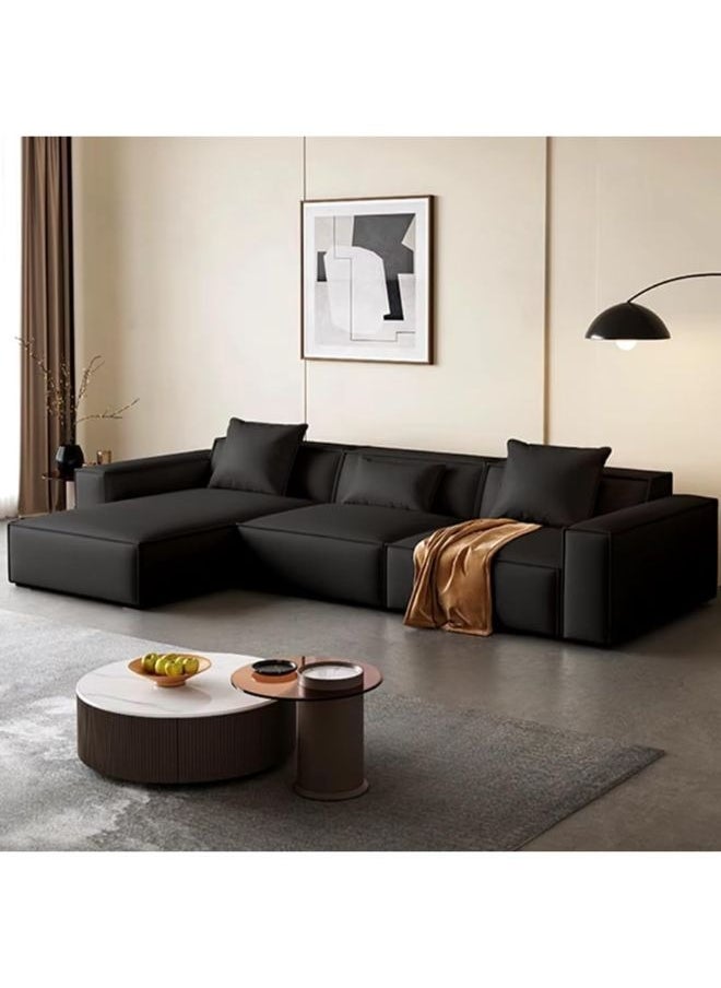 KARNAK Karnak Nida Corner L Shape Luxury Sofa Set Modern Design Furniture Sectional Velvet Couch Comfortable Living Room Sofa Color (Black)  - Image 1