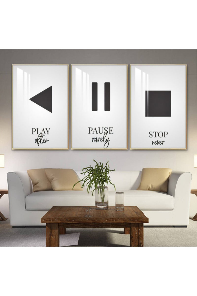 ماركتنا ثلاث لوحات جدارية خشبية بإطار وطبقة أكريليك شفافة - Image 1