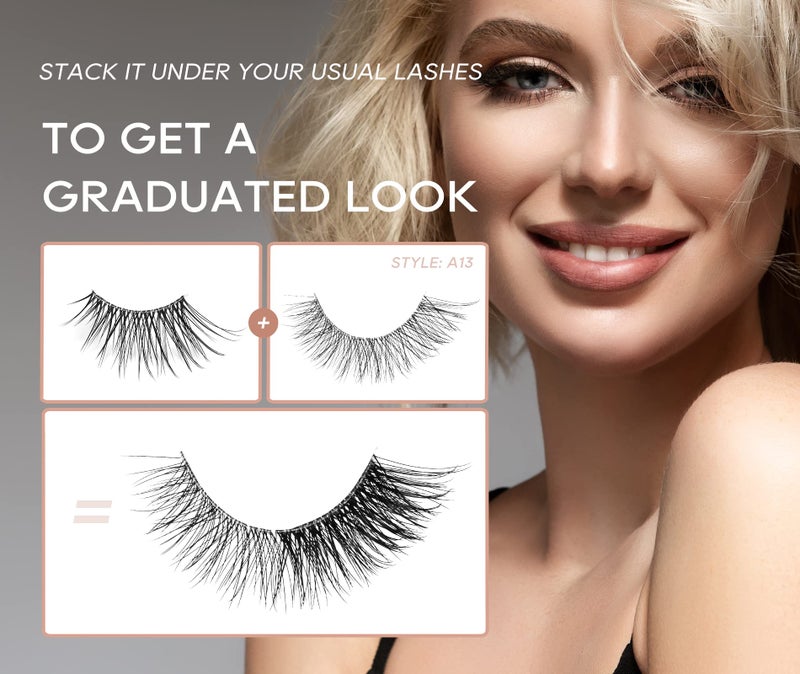Onlyall Half Eyelashes Corner Lashes Natural Lashes Half Lashes Wispy End Lashes Corner Eyelashes 3/4 Lashes Clear Band Lashes 7 Pairs C02 (6MM-14MM) - Image 4