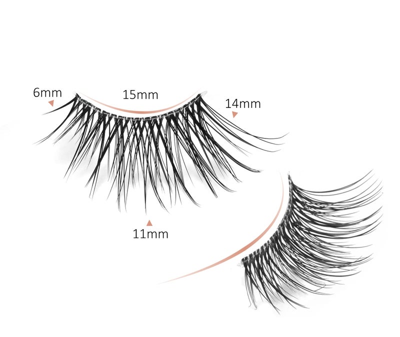 Onlyall Half Eyelashes Corner Lashes Natural Lashes Half Lashes Wispy End Lashes Corner Eyelashes 3/4 Lashes Clear Band Lashes 7 Pairs C02 (6MM-14MM) - Image 5