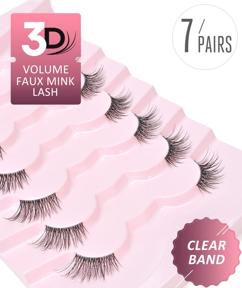 Onlyall Half Eyelashes Corner Lashes Natural Lashes Half Lashes Wispy End Lashes Corner Eyelashes 3/4 Lashes Clear Band Lashes 7 Pairs C02 (6MM-14MM) - Image 2