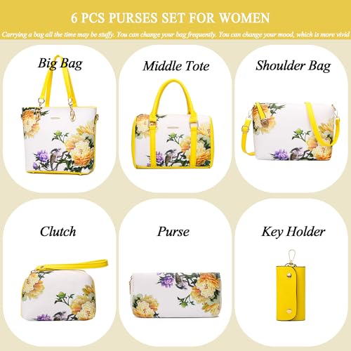 2E-youth Designer Purses and Handbags for Women Satchel Shoulder Bag Tote Top Handle Bag (yellow) - Image 2