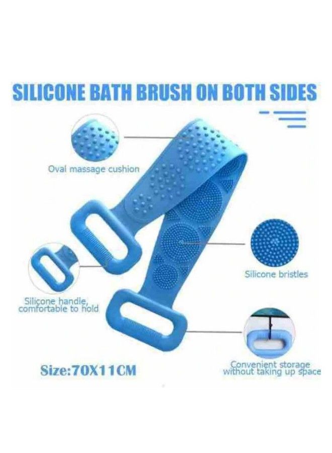 Generic Silicone Body Back Scrubber Double Side Bathing Brush For Skin Deep Cleaning Massage Dead Skin Removal Exfoliating Belt For Shower Easy To Cleanbody Brush For Bathing - Image 4