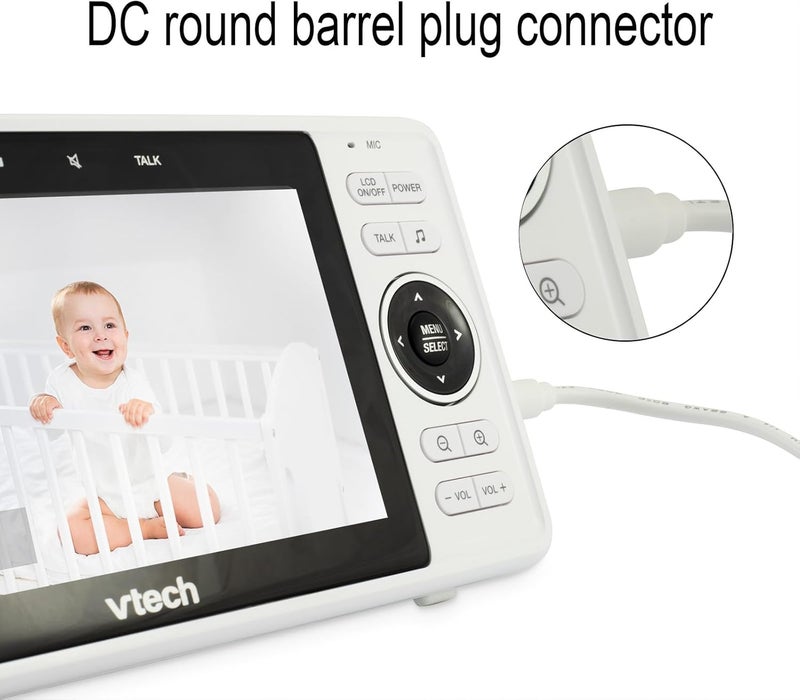 LEFXMOPHY كابل طاقة LEFXMOPHY لجهاز مراقبة الأطفال VTech VM901 VM919HD VM9192HD VM819 VM8192 وحدة الوالدين المحمولة ليس لوحدة الكاميرا بديل 5V شاحن أبيض محول UL مع كابل بطول 5 أقدام - Image 2