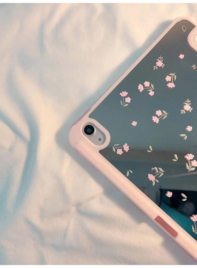 ShebSheb Pink Flower Case for iPad 10th 10.9 Inch Cream White Color Beautiful Floral Cute Chic Adorable Lovely Girls Kids  - Image 4