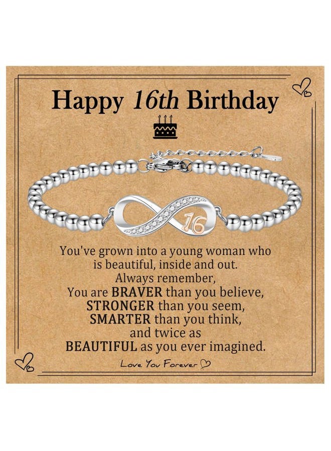 EPIRORA Birthday Gifts for Girls, 10th/11th/12th/13th/14th/15th/16th/18th/21st Birthday Gift Ideas, Infinity Knot Stainless Steel Beaded Charm Number Bracelets for Daughter Sister Granddaughter Niece - Image 1