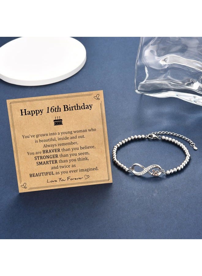 EPIRORA Birthday Gifts for Girls, 10th/11th/12th/13th/14th/15th/16th/18th/21st Birthday Gift Ideas, Infinity Knot Stainless Steel Beaded Charm Number Bracelets for Daughter Sister Granddaughter Niece - Image 5