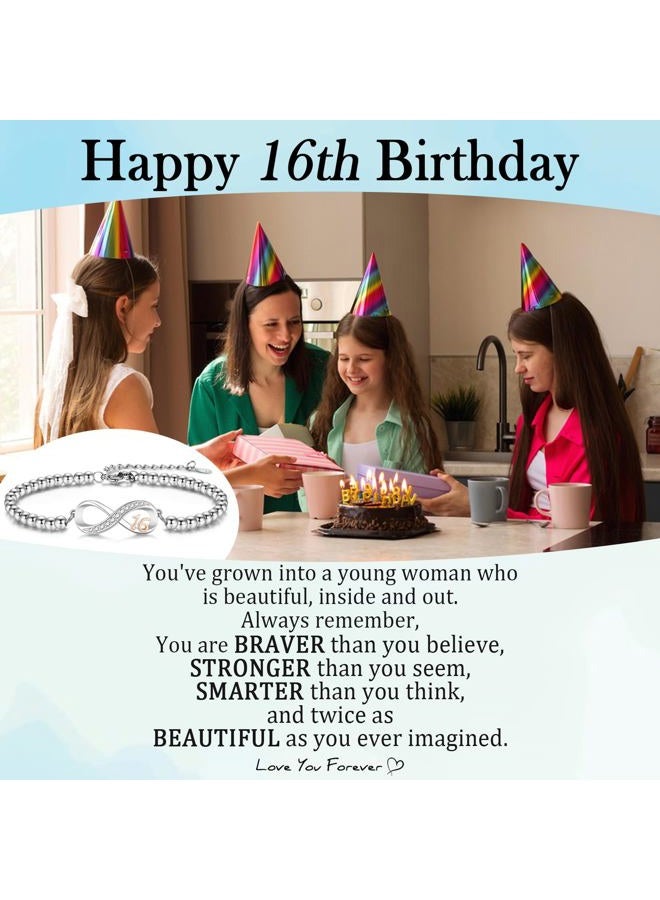 EPIRORA Birthday Gifts for Girls, 10th/11th/12th/13th/14th/15th/16th/18th/21st Birthday Gift Ideas, Infinity Knot Stainless Steel Beaded Charm Number Bracelets for Daughter Sister Granddaughter Niece - Image 2