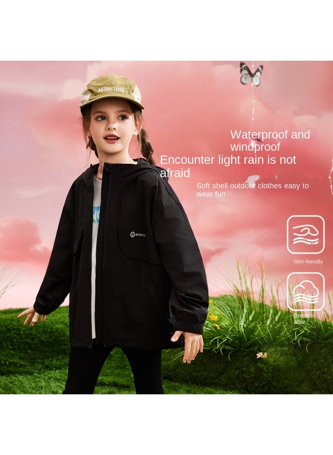 abckids Girl's Jacket, 2025 Autumn Collection, Outdoor Sports Hiking Jacket For Medium To Large Children, Youth Hooded Top - Image 5