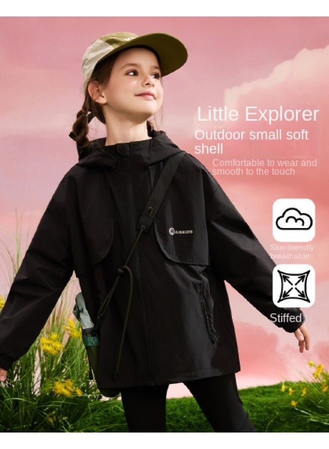 abckids Girl's Jacket, 2025 Autumn Collection, Outdoor Sports Hiking Jacket For Medium To Large Children, Youth Hooded Top - Image 1