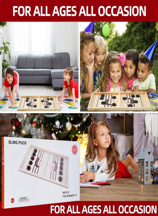 HELLO PAPAYA Fast Sling Puck Game - Test Your Speed and Accuracy with This Fast-Paced Wooden Air Hockey Desktop Battle Board Game - Guaranteed Fun Gifts for Family Night or Friends Party - Image 2