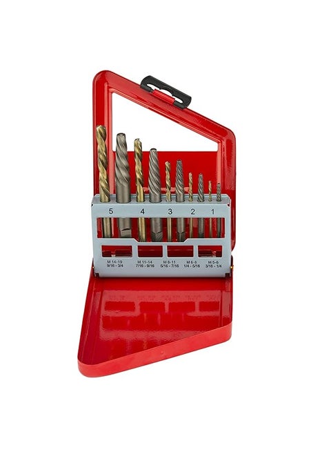 01925A Screw Extractor And Left Hand Drill Bit Set Hss M2 Steel Drill Bits Alloy Spiral Flutes Reverse Drill Bit And Bolt Extractor Easily Remove Stripped Screws And Broken Bolts 10 Pieces